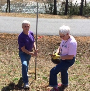 Tom and Jo Anne removing pole